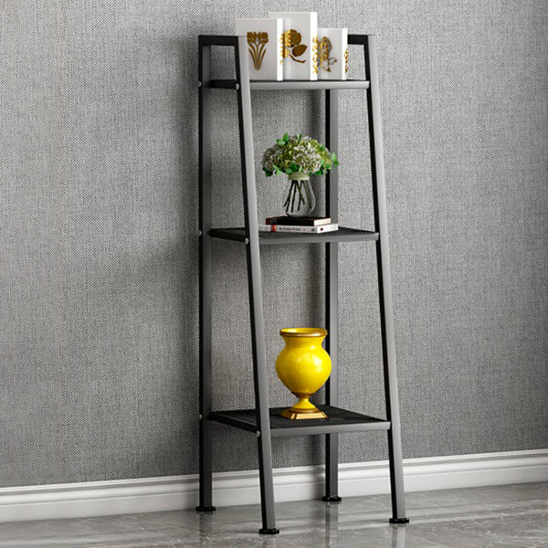 Modern Style Ladder Bookshelf Open Back Metal Bookcase for Home 13.8"L x 13.8"W x 43.3"H Black Clearhalo 'Bookcases' 'furn' 'furn_bookcases' 'Furniture' 'Office Furniture' 5202951