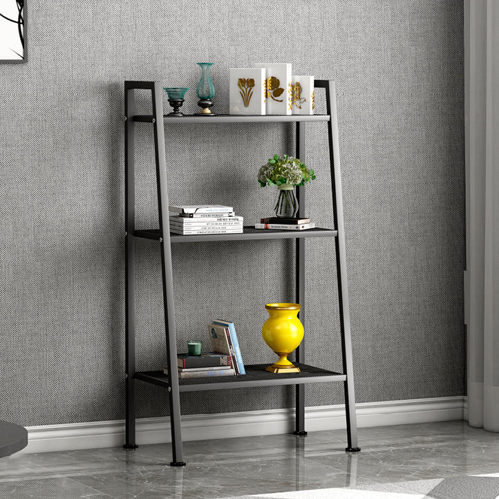 Modern Style Ladder Bookshelf Open Back Metal Bookcase for Home 24"L x 14"W x 43"H Black Clearhalo 'Bookcases' 'furn' 'furn_bookcases' 'Furniture' 'Office Furniture' 5202953