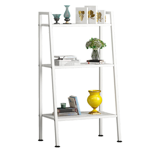 Modern Style Ladder Bookshelf Open Back Metal Bookcase for Home 24"L x 14"W x 43"H White Clearhalo 'Bookcases' 'furn' 'furn_bookcases' 'Furniture' 'Office Furniture' 5202963