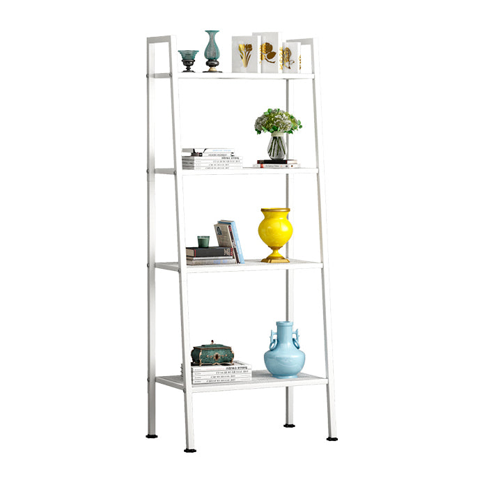Modern Style Ladder Bookshelf Open Back Metal Bookcase for Home 23.6"L x 13.8"W x 58.3"H White Clearhalo 'Bookcases' 'furn' 'furn_bookcases' 'Furniture' 'Office Furniture' 5202966