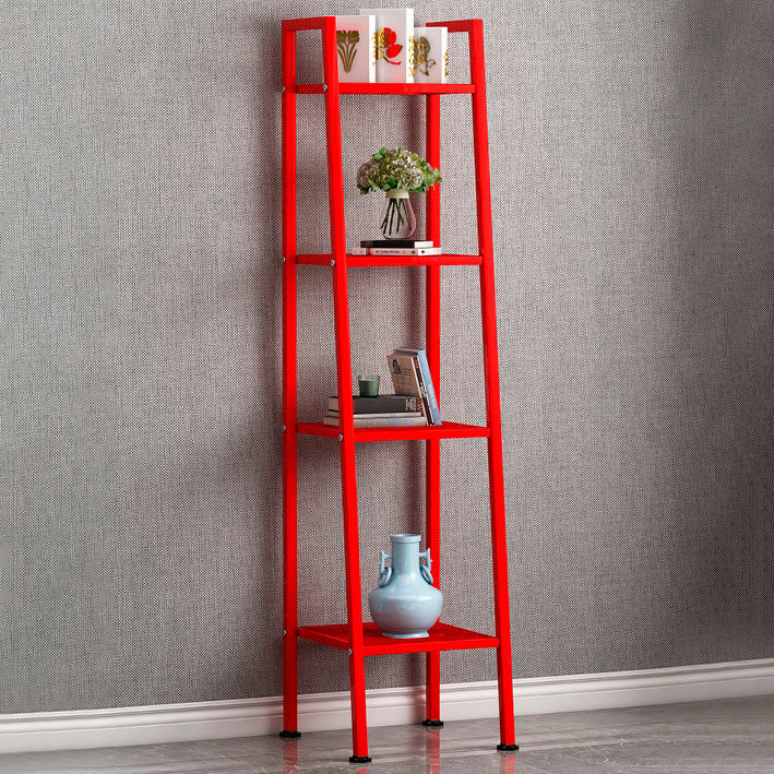 Modern Style Ladder Bookshelf Open Back Metal Bookcase for Home 14"L x 14"W x 58"H Red Clearhalo 'Bookcases' 'furn' 'furn_bookcases' 'Furniture' 'Office Furniture' 5202970