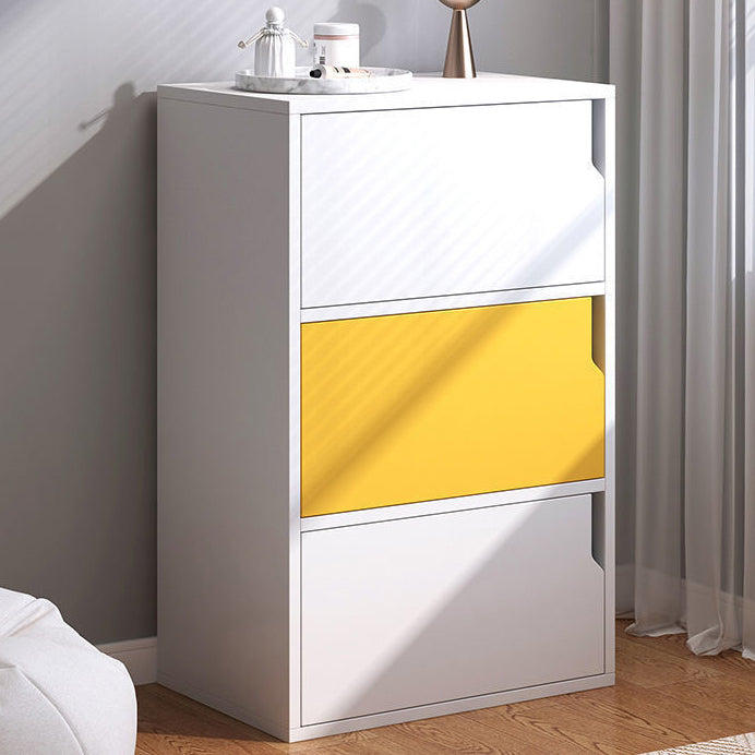 Engineered Wood Shelf Bookcase With Cabinets Rectangular Bookshelf 15.7"L x 9.4"W x 31.5"H White-Yellow Clearhalo 'Bookcases' 'furn' 'furn_bookcases' 'Furniture' 'Office Furniture' 5203040