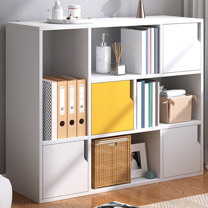 Engineered Wood Shelf Bookcase With Cabinets Rectangular Bookshelf 35.4"L x 9.4"W x 31.5"H White-Yellow Clearhalo 'Bookcases' 'furn' 'furn_bookcases' 'Furniture' 'Office Furniture' 5203044