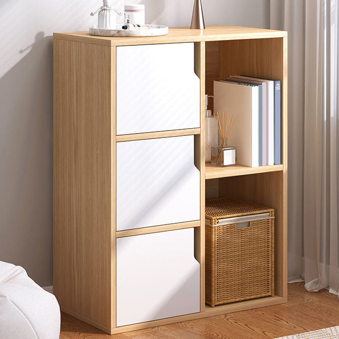 Engineered Wood Shelf Bookcase With Cabinets Rectangular Bookshelf 19.7"L x 9.4"W x 31.5"H Natural Clearhalo 'Bookcases' 'furn' 'furn_bookcases' 'Furniture' 'Office Furniture' 5203047