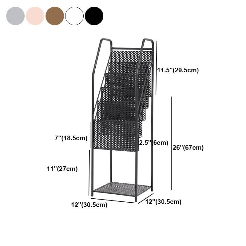 Contemporary Metal Ladder Bookshelf Closed Back Vertical Bookcase for Office