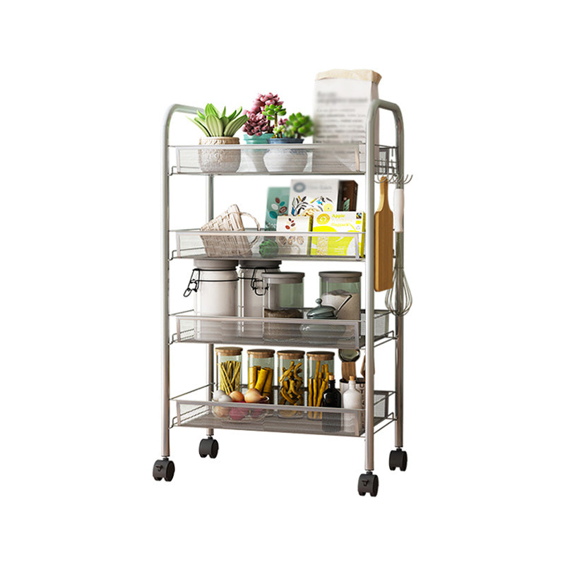 Modern Steel Etagere Bookshelf 3/4/5-Shelf Vertical Open Bookcase with Caster Wheels 17.3"L x 10.2"W x 33.5"H Silver Gray Clearhalo 'Bookcases' 'furn' 'furn_bookcases' 'Furniture' 'Office Furniture' 5203218