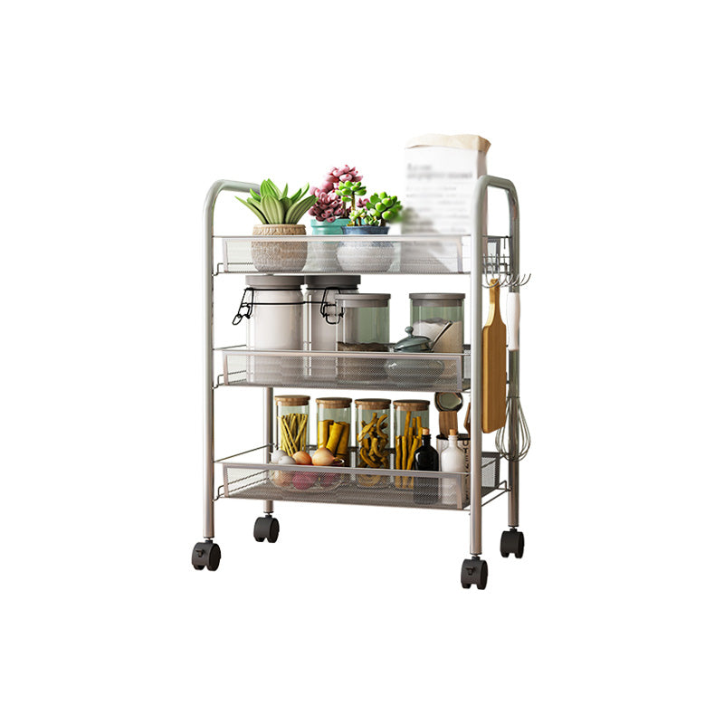 Modern Steel Etagere Bookshelf 3/4/5-Shelf Vertical Open Bookcase with Caster Wheels 17.3"L x 10.2"W x 24.4"H Silver Gray Clearhalo 'Bookcases' 'furn' 'furn_bookcases' 'Furniture' 'Office Furniture' 5203219