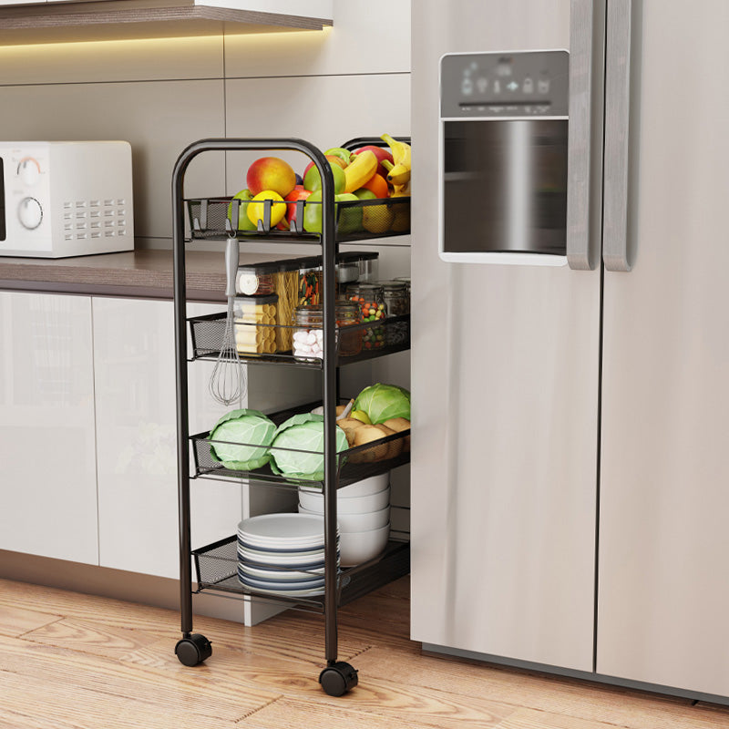 Modern Steel Etagere Bookshelf 3/4/5-Shelf Vertical Open Bookcase with Caster Wheels Clearhalo 'Bookcases' 'furn' 'furn_bookcases' 'Furniture' 'Office Furniture' 5203220