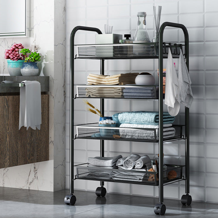 Modern Steel Etagere Bookshelf 3/4/5-Shelf Vertical Open Bookcase with Caster Wheels Clearhalo 'Bookcases' 'furn' 'furn_bookcases' 'Furniture' 'Office Furniture' 5203224