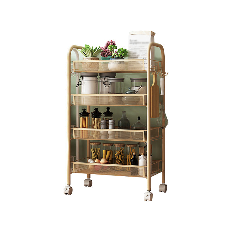 Modern Steel Etagere Bookshelf 3/4/5-Shelf Vertical Open Bookcase with Caster Wheels 17.3"L x 10.2"W x 33.5"H Gold Clearhalo 'Bookcases' 'furn' 'furn_bookcases' 'Furniture' 'Office Furniture' 5203225