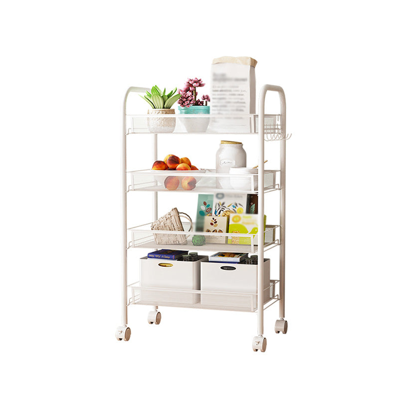 Modern Steel Etagere Bookshelf 3/4/5-Shelf Vertical Open Bookcase with Caster Wheels 17.3"L x 10.2"W x 33.5"H White Clearhalo 'Bookcases' 'furn' 'furn_bookcases' 'Furniture' 'Office Furniture' 5203227