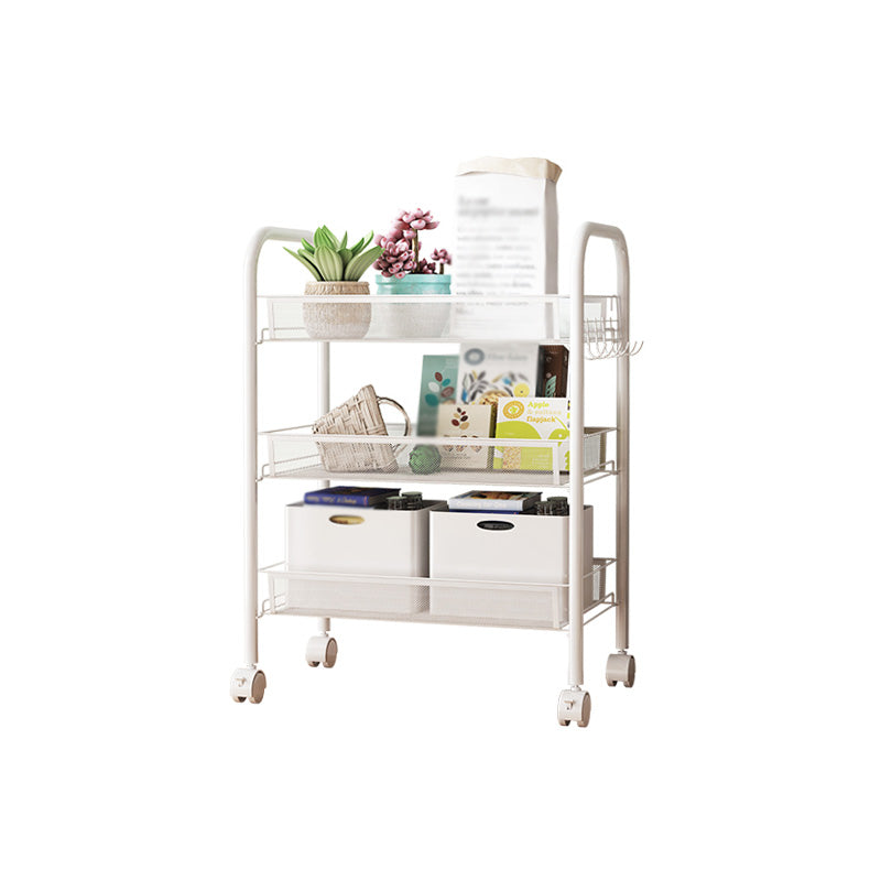 Modern Steel Etagere Bookshelf 3/4/5-Shelf Vertical Open Bookcase with Caster Wheels 17.3"L x 10.2"W x 24.4"H White Clearhalo 'Bookcases' 'furn' 'furn_bookcases' 'Furniture' 'Office Furniture' 5203229