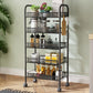 Modern Steel Etagere Bookshelf 3/4/5-Shelf Vertical Open Bookcase with Caster Wheels 17.3"L x 10.2"W x 41.3"H Black Clearhalo 'Bookcases' 'furn' 'furn_bookcases' 'Furniture' 'Office Furniture' 5203231