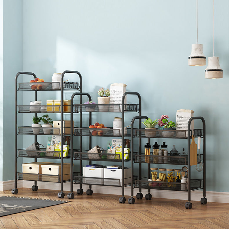Modern Steel Etagere Bookshelf 3/4/5-Shelf Vertical Open Bookcase with Caster Wheels Clearhalo 'Bookcases' 'furn' 'furn_bookcases' 'Furniture' 'Office Furniture' 5203236