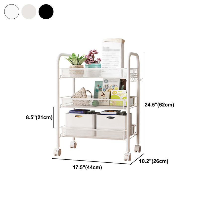 Modern Steel Etagere Bookshelf 3/4/5-Shelf Vertical Open Bookcase with Caster Wheels Clearhalo 'Bookcases' 'furn' 'furn_bookcases' 'Furniture' 'Office Furniture' 5203240