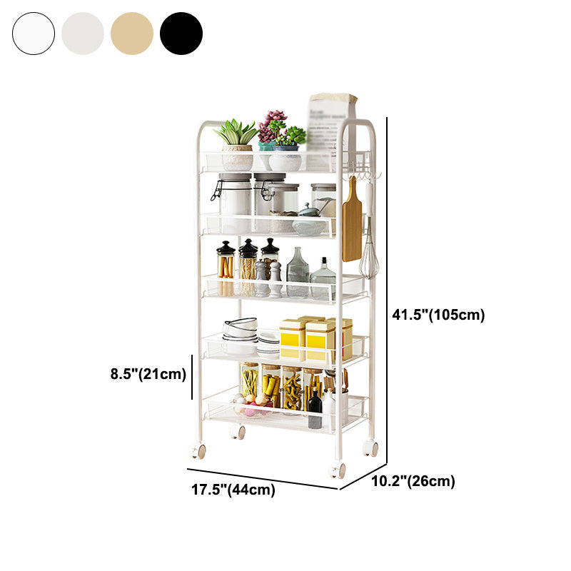 Modern Steel Etagere Bookshelf 3/4/5-Shelf Vertical Open Bookcase with Caster Wheels Clearhalo 'Bookcases' 'furn' 'furn_bookcases' 'Furniture' 'Office Furniture' 5203242