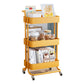 Metal Frame Open Etagere Bookshelf Contemporary Vertical Bookcase with Caster Wheels 16.5"L x 13.8"W x 33.5"H Lemon Yellow Clearhalo 'Bookcases' 'furn' 'furn_bookcases' 'Furniture' 'Office Furniture' 5203276