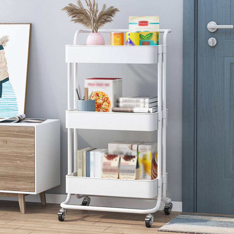 Metal Frame Open Etagere Bookshelf Contemporary Vertical Bookcase with Caster Wheels Clearhalo 'Bookcases' 'furn' 'furn_bookcases' 'Furniture' 'Office Furniture' 5203278