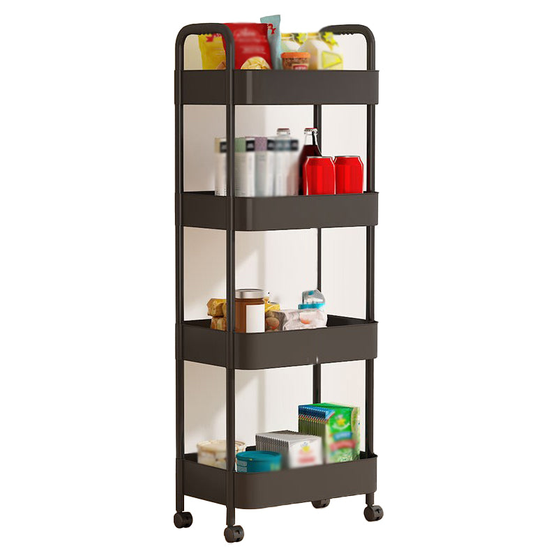 Metal Frame Open Etagere Bookshelf Contemporary Vertical Bookcase with Caster Wheels 16.1"L x 11.2"W x 42.1"H Black Clearhalo 'Bookcases' 'furn' 'furn_bookcases' 'Furniture' 'Office Furniture' 5203282
