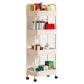 Metal Frame Open Etagere Bookshelf Contemporary Vertical Bookcase with Caster Wheels 16.1"L x 11.2"W x 42.1"H White Clearhalo 'Bookcases' 'furn' 'furn_bookcases' 'Furniture' 'Office Furniture' 5203284