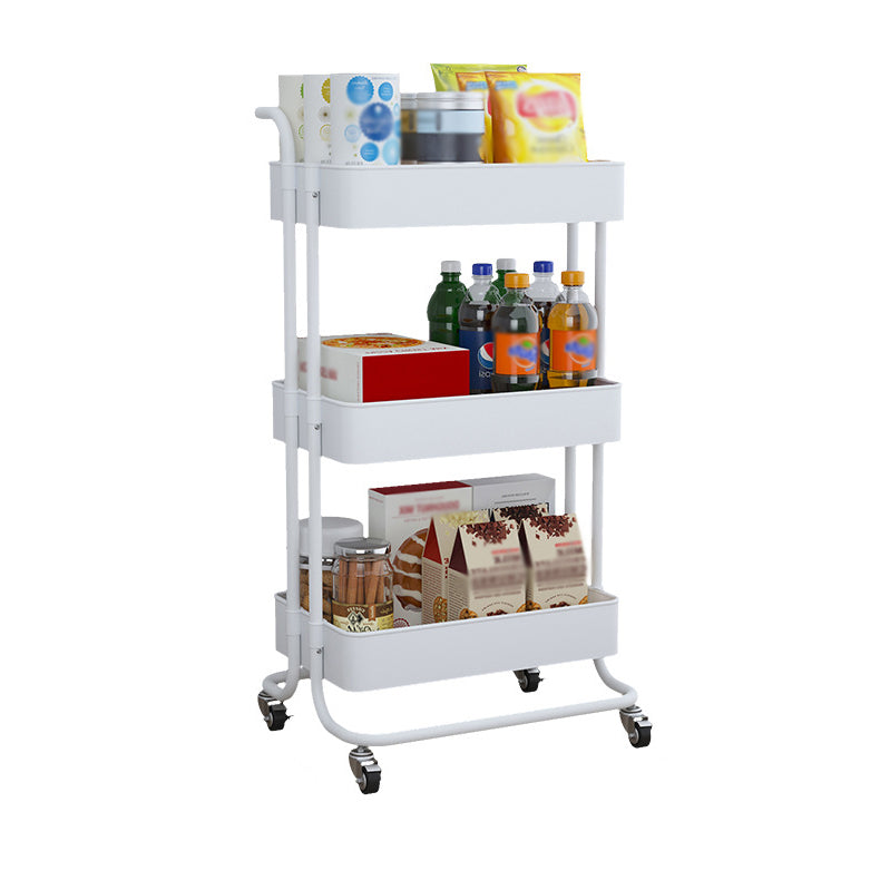 Metal Frame Open Etagere Bookshelf Contemporary Vertical Bookcase with Caster Wheels 16.5"L x 13.8"W x 33.5"H White Clearhalo 'Bookcases' 'furn' 'furn_bookcases' 'Furniture' 'Office Furniture' 5203293