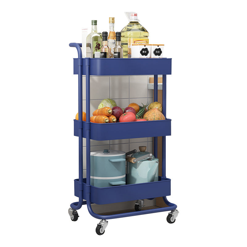 Metal Frame Open Etagere Bookshelf Contemporary Vertical Bookcase with Caster Wheels 16.5"L x 13.8"W x 33.5"H Blue Clearhalo 'Bookcases' 'furn' 'furn_bookcases' 'Furniture' 'Office Furniture' 5203295