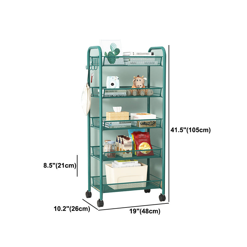 Metal Frame Open Etagere Bookshelf Contemporary Vertical Bookcase with Caster Wheels Clearhalo 'Bookcases' 'furn' 'furn_bookcases' 'Furniture' 'Office Furniture' 5203304
