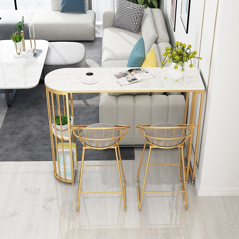 Contemporary Bistro Bar Desk Storage Living Room Gold Bistro Bar Table 55.1"L x 15.7"W x 41.3"H Without Chairs Clearhalo 'Bar Furniture' 'Bar Tables' 'bar_tables' 'furn' 'furn_bar_tables' 'Furniture' 'Kitchen & Dining Furniture' 5206965