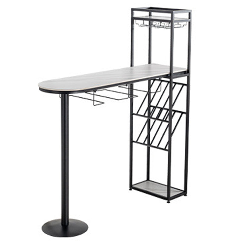 42-inch Height Bar Table Stone Glam Style Bistro Table with Storage Shelf Black Without Chairs Clearhalo 'Bar Furniture' 'Bar Tables' 'bar_tables' 'furn' 'furn_bar_tables' 'Furniture' 'Kitchen & Dining Furniture' 5206986
