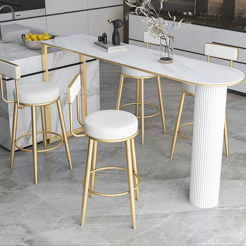 Nordic Simple Bar Table Stone Top Free Form Top Bistro Table for Restaurant White-Gold Without Chairs Clearhalo 'Bar Furniture' 'Bar Tables' 'bar_tables' 'furn' 'furn_bar_tables' 'Furniture' 'Kitchen & Dining Furniture' 5207021
