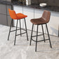 Modern Armless Footrest Bar Stools PU Leather Low Back Barstool