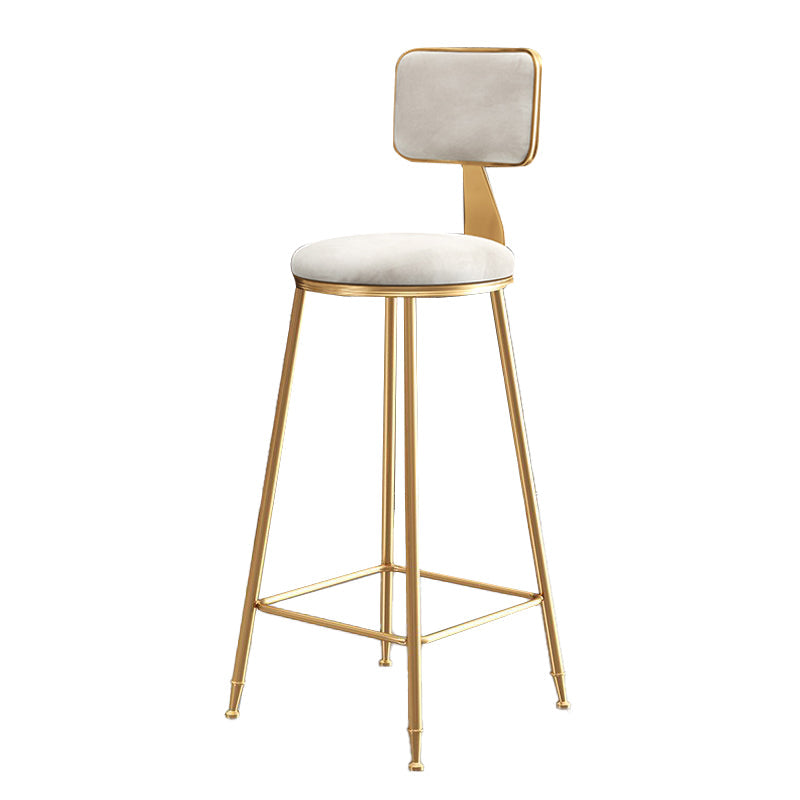 Taburete de bar y mostrador de terciopelo Glam, taburete redondo con 4 patas doradas