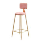 Taburete de bar y mostrador de terciopelo Glam, taburete redondo con 4 patas doradas