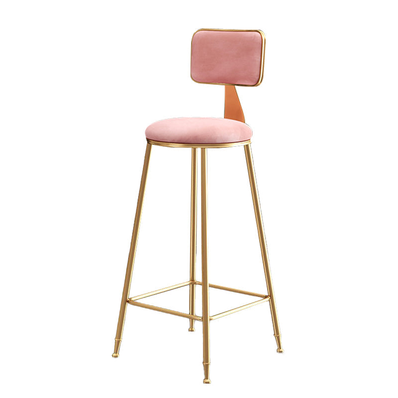 Taburete de bar y mostrador de terciopelo Glam, taburete redondo con 4 patas doradas