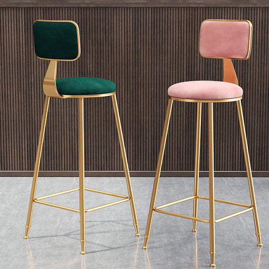 Glam Velvet Bar and Counter Stool Round Stool with 4 Gold Legs