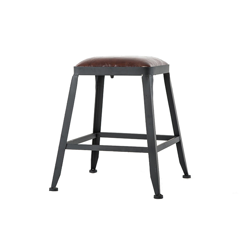 Industrial Leather Bar and Counter Stool Square Stool with 4 Legs Backless 1 Piece Short Stool(18"H) Clearhalo 'Bar Furniture' 'Bar Stools' 'bar_stools' 'furn' 'furn_bar_stools' 'Furniture' 'Kitchen & Dining Furniture' 5207430