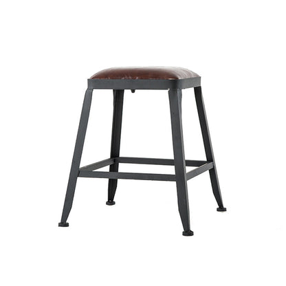 Industrial Leather Bar and Counter Stool Square Stool with 4 Legs Backless 1 Piece Short Stool(18"H) Clearhalo 'Bar Furniture' 'Bar Stools' 'bar_stools' 'furn' 'furn_bar_stools' 'Furniture' 'Kitchen & Dining Furniture' 5207430