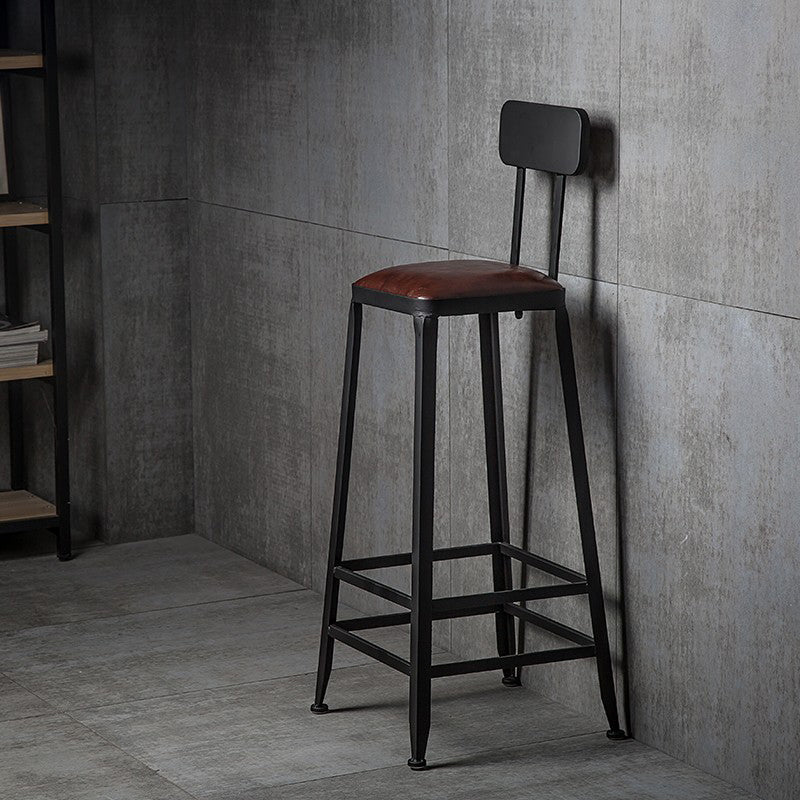 Industrial Leather Bar and Counter Stool Square Stool with 4 Legs Clearhalo 'Bar Furniture' 'Bar Stools' 'bar_stools' 'furn' 'furn_bar_stools' 'Furniture' 'Kitchen & Dining Furniture' 5207432