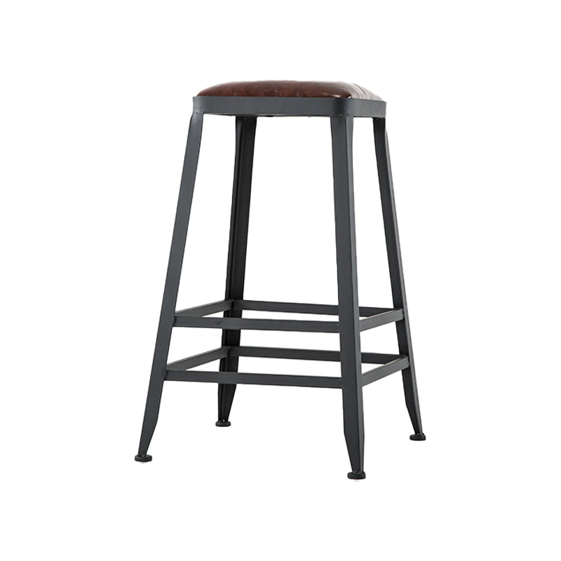 Industrial Leather Bar and Counter Stool Square Stool with 4 Legs Backless 1 Piece Counter Stool(26"H) Clearhalo 'Bar Furniture' 'Bar Stools' 'bar_stools' 'furn' 'furn_bar_stools' 'Furniture' 'Kitchen & Dining Furniture' 5207435