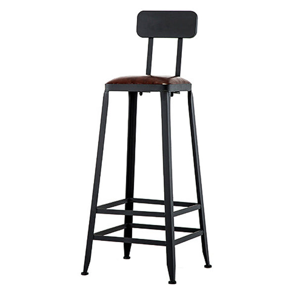 Industrial Leather Bar and Counter Stool Square Stool with 4 Legs Clearhalo 'Bar Furniture' 'Bar Stools' 'bar_stools' 'furn' 'furn_bar_stools' 'Furniture' 'Kitchen & Dining Furniture' 5207437