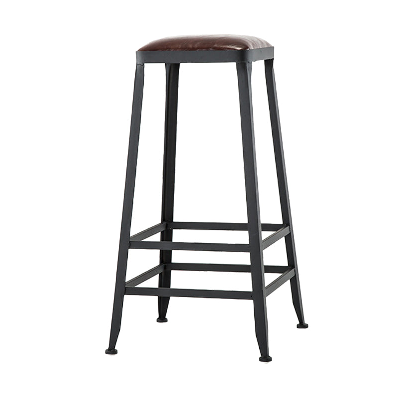 Industrial Leather Bar and Counter Stool Square Stool with 4 Legs Backless 1 Piece Bar Stool(30"H) Clearhalo 'Bar Furniture' 'Bar Stools' 'bar_stools' 'furn' 'furn_bar_stools' 'Furniture' 'Kitchen & Dining Furniture' 5207441