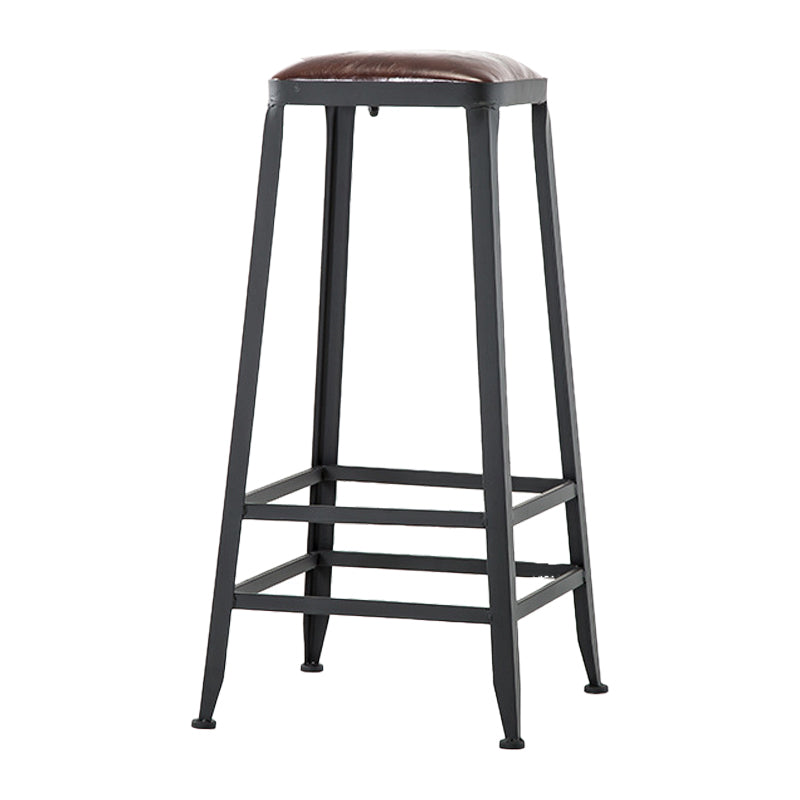 Industrial Leather Bar and Counter Stool Square Stool with 4 Legs Backless 1 Piece Bar Stool(31"H) Clearhalo 'Bar Furniture' 'Bar Stools' 'bar_stools' 'furn' 'furn_bar_stools' 'Furniture' 'Kitchen & Dining Furniture' 5207447