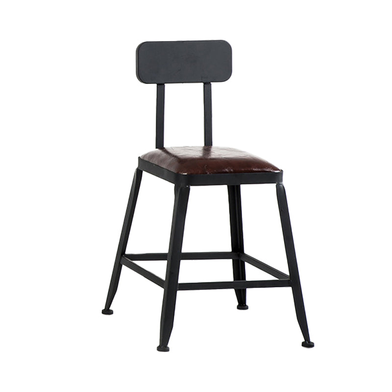 Industrial Leather Bar and Counter Stool Square Stool with 4 Legs With Back 1 Piece Short Stool(18"H) Clearhalo 'Bar Furniture' 'Bar Stools' 'bar_stools' 'furn' 'furn_bar_stools' 'Furniture' 'Kitchen & Dining Furniture' 5207450