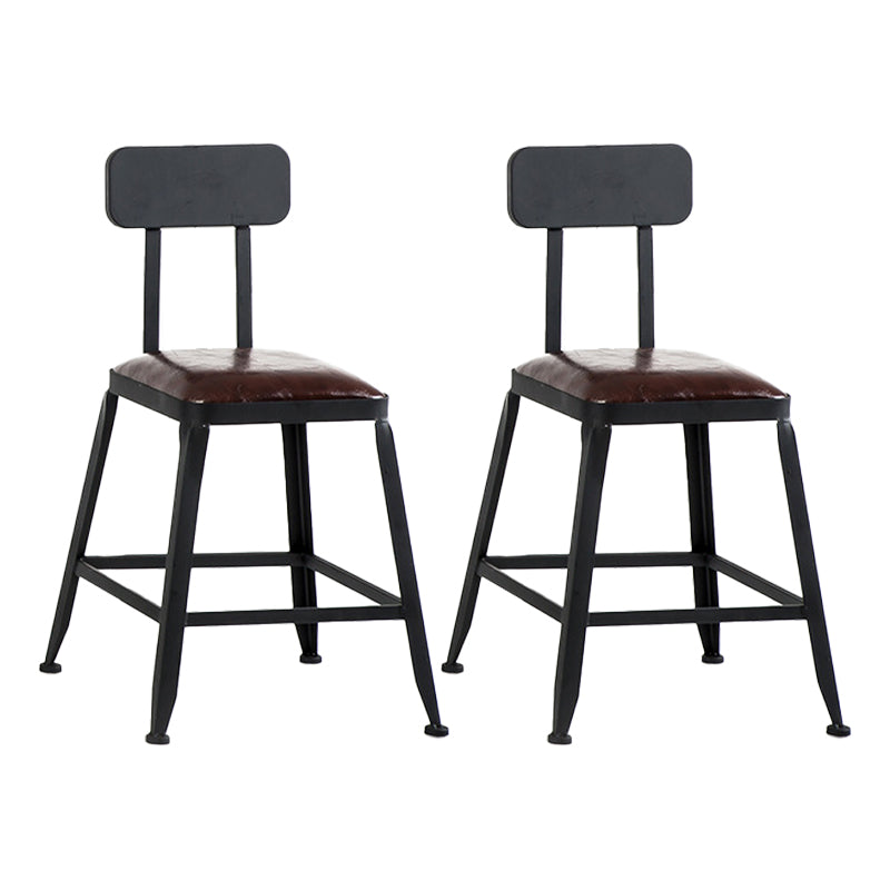 Industrial Leather Bar and Counter Stool Square Stool with 4 Legs With Back 2 Piece Set Short Stool(18"H) Clearhalo 'Bar Furniture' 'Bar Stools' 'bar_stools' 'furn' 'furn_bar_stools' 'Furniture' 'Kitchen & Dining Furniture' 5207451
