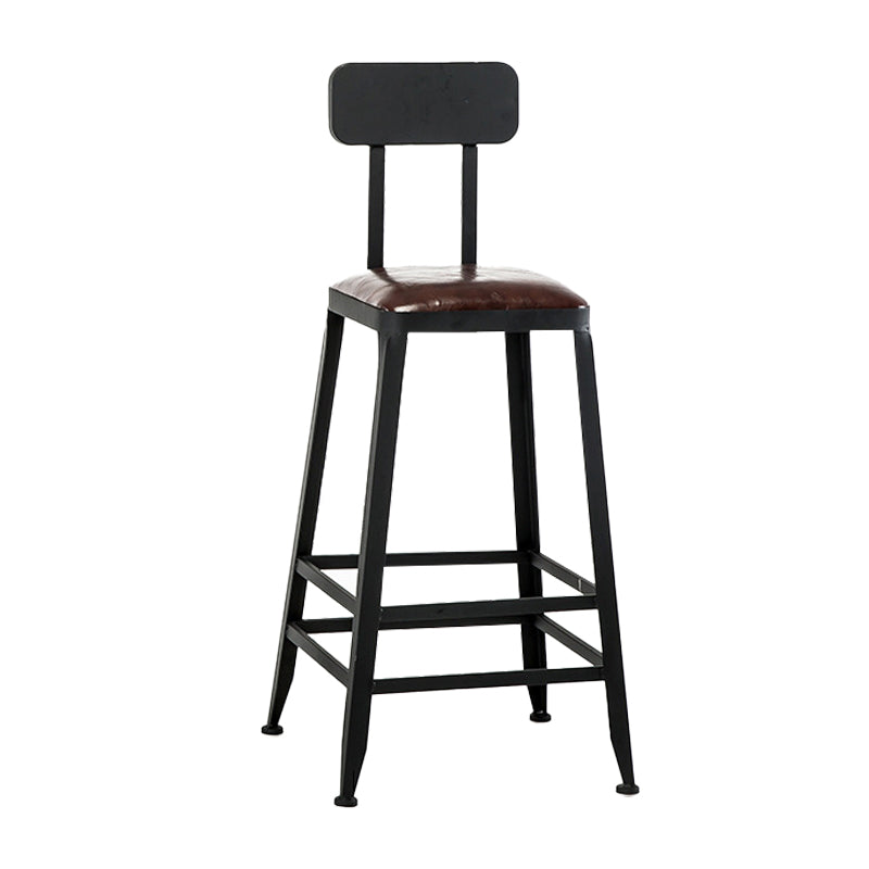 Industrial Leather Bar and Counter Stool Square Stool with 4 Legs With Back 1 Piece Counter Stool(26"H) Clearhalo 'Bar Furniture' 'Bar Stools' 'bar_stools' 'furn' 'furn_bar_stools' 'Furniture' 'Kitchen & Dining Furniture' 5207453