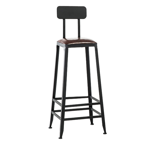 Industrial Leather Bar and Counter Stool Square Stool with 4 Legs With Back 1 Piece Bar Stool(31"H) Clearhalo 'Bar Furniture' 'Bar Stools' 'bar_stools' 'furn' 'furn_bar_stools' 'Furniture' 'Kitchen & Dining Furniture' 5207459