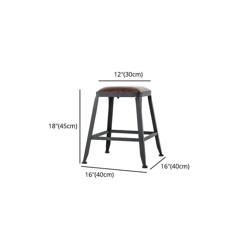 Industrial Leather Bar and Counter Stool Square Stool with 4 Legs Clearhalo 'Bar Furniture' 'Bar Stools' 'bar_stools' 'furn' 'furn_bar_stools' 'Furniture' 'Kitchen & Dining Furniture' 5207462