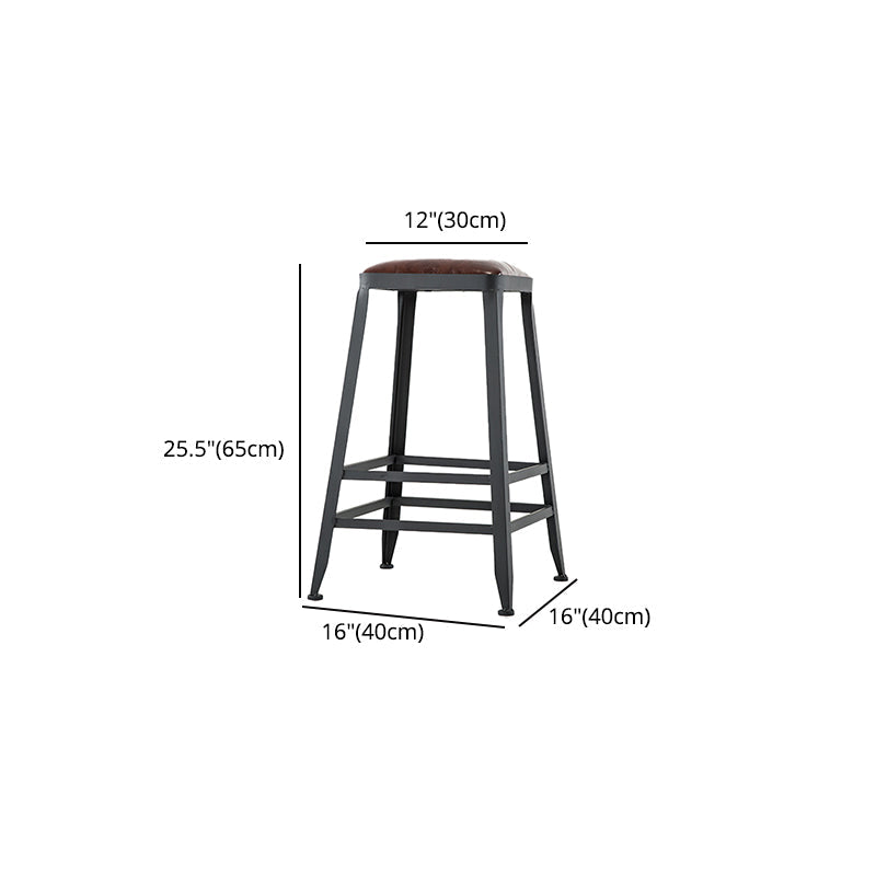Industrial Leather Bar and Counter Stool Square Stool with 4 Legs Clearhalo 'Bar Furniture' 'Bar Stools' 'bar_stools' 'furn' 'furn_bar_stools' 'Furniture' 'Kitchen & Dining Furniture' 5207463