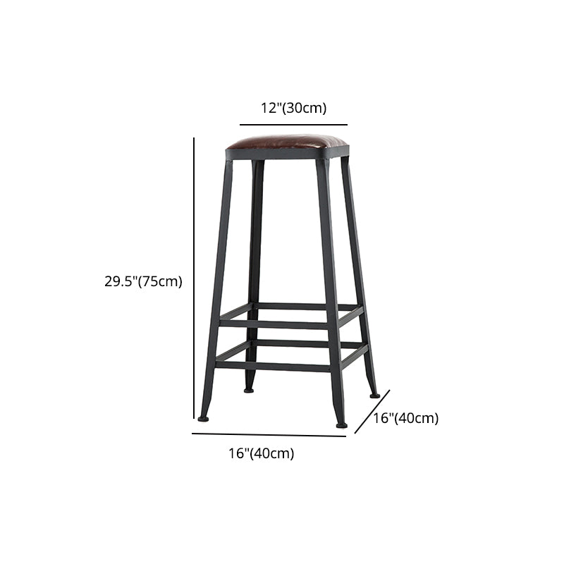Industrial Leather Bar and Counter Stool Square Stool with 4 Legs Clearhalo 'Bar Furniture' 'Bar Stools' 'bar_stools' 'furn' 'furn_bar_stools' 'Furniture' 'Kitchen & Dining Furniture' 5207464