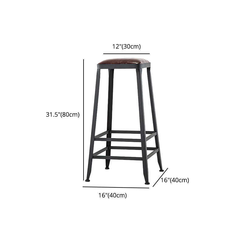 Industrial Leather Bar and Counter Stool Square Stool with 4 Legs Clearhalo 'Bar Furniture' 'Bar Stools' 'bar_stools' 'furn' 'furn_bar_stools' 'Furniture' 'Kitchen & Dining Furniture' 5207465